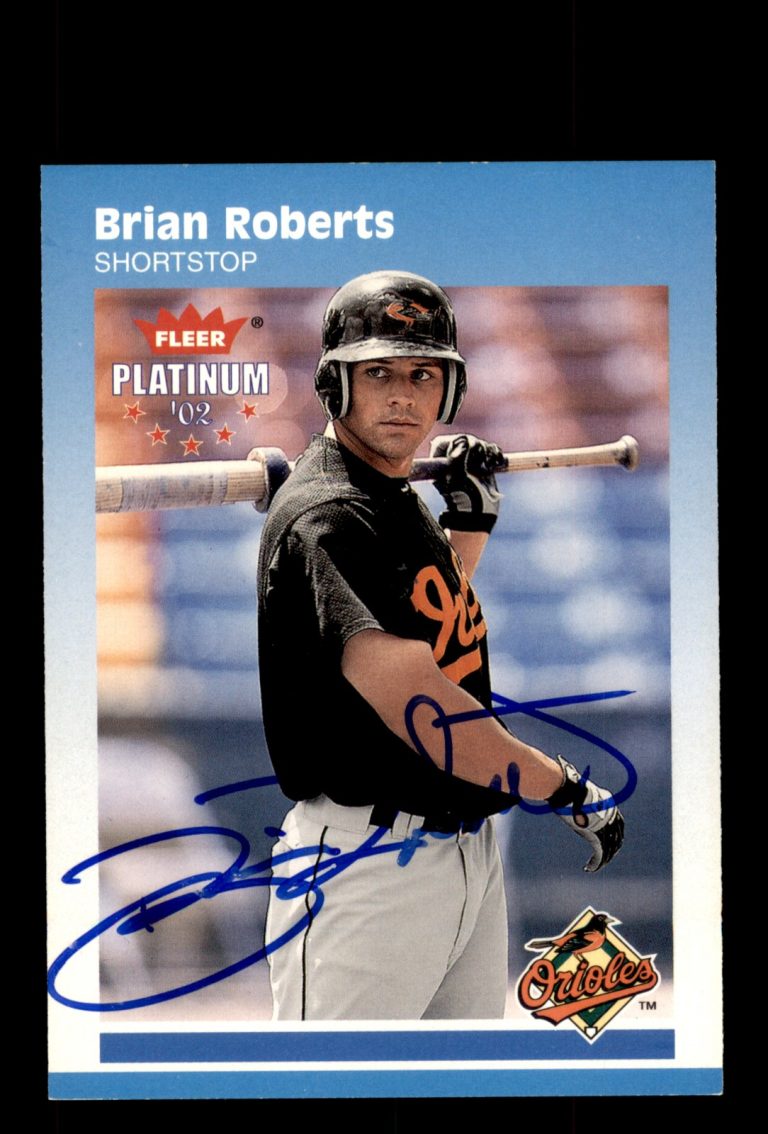 Signed Baseball Card Auto Brian Roberts 2002 Fleer Platinum #235 Orioles