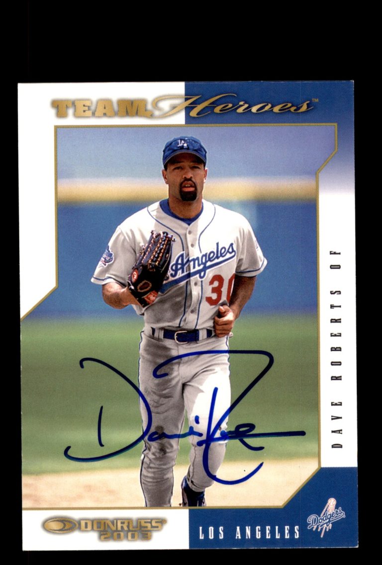 Signed Baseball Card Auto Dave Roberts 2003 Donruss Team Heroes #267 Dodgers