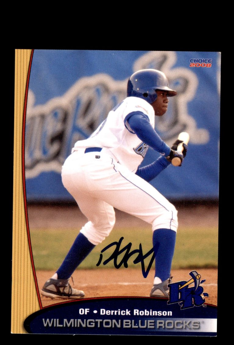 Signed Baseball Card Auto Derrick Robinson 2008 Choice Wilmington Blue Rocks