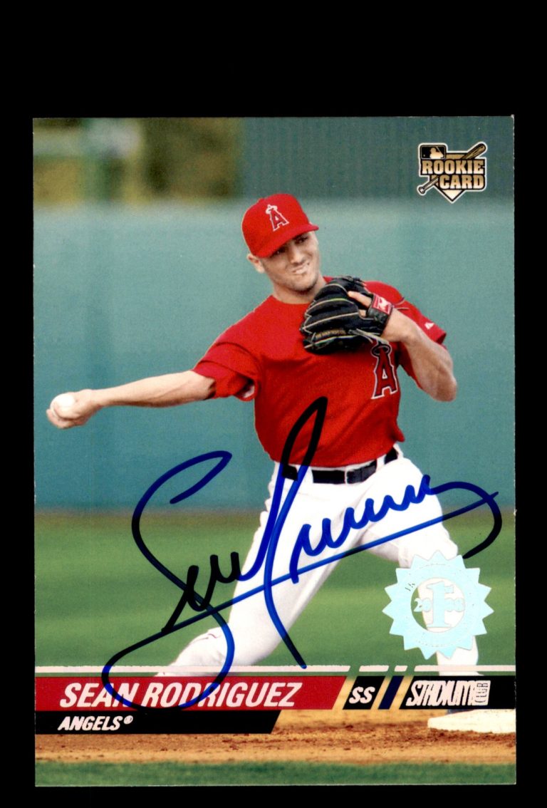 Signed Baseball Card Auto Sean Rodriguez 2008 Stadium Club #131 Angels 1st Day