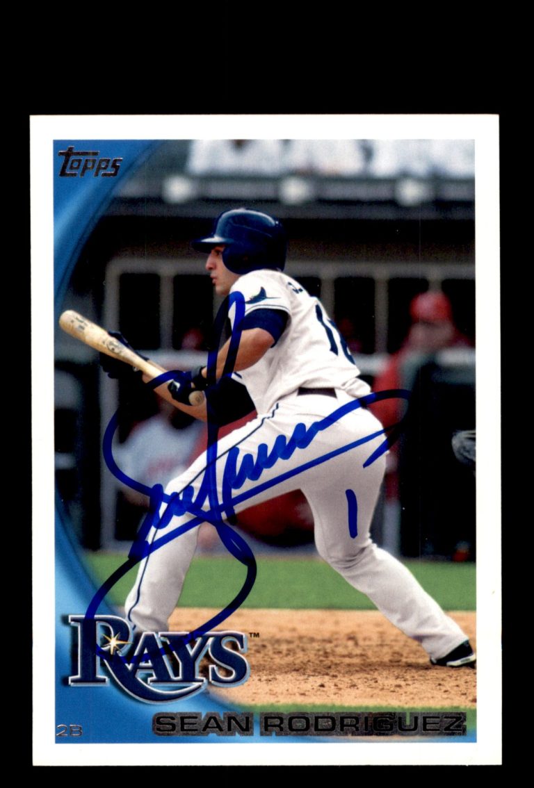 Signed Baseball Card Auto Sean Rodriguez 2010 Topps #540 Tampa Bay Rays