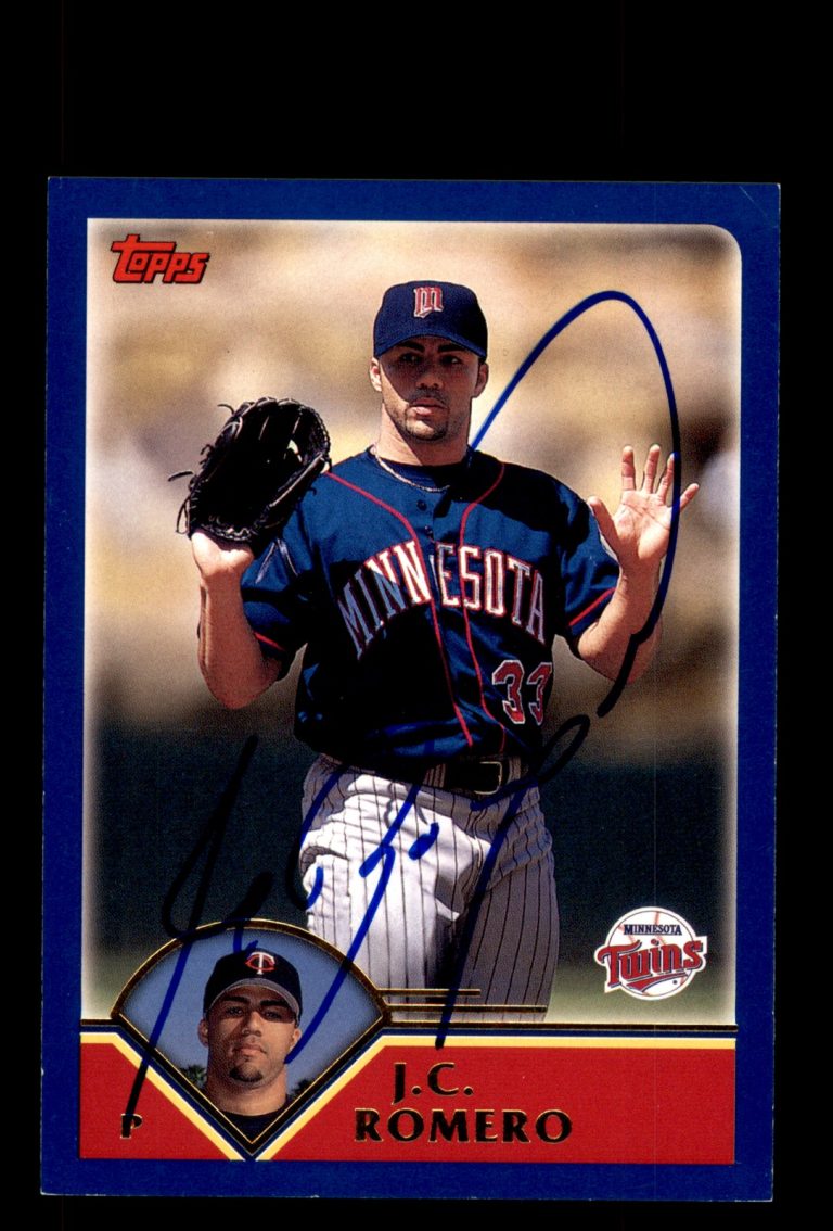 Signed Baseball Card Auto J.C. Romero 2003 Topps #545 Minnesota Twins