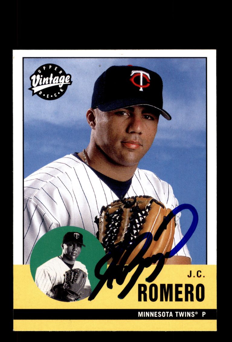 Signed Baseball Card Auto J.C. Romero 2001 Upper Deck Vintage #132 Twins