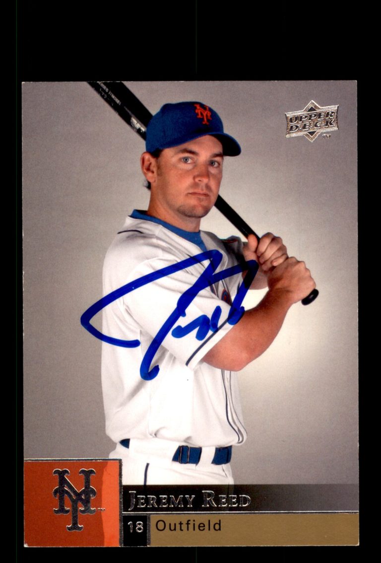 Signed Baseball Card Auto Jeremy Reed 2009 Upper Deck #752 New York Mets