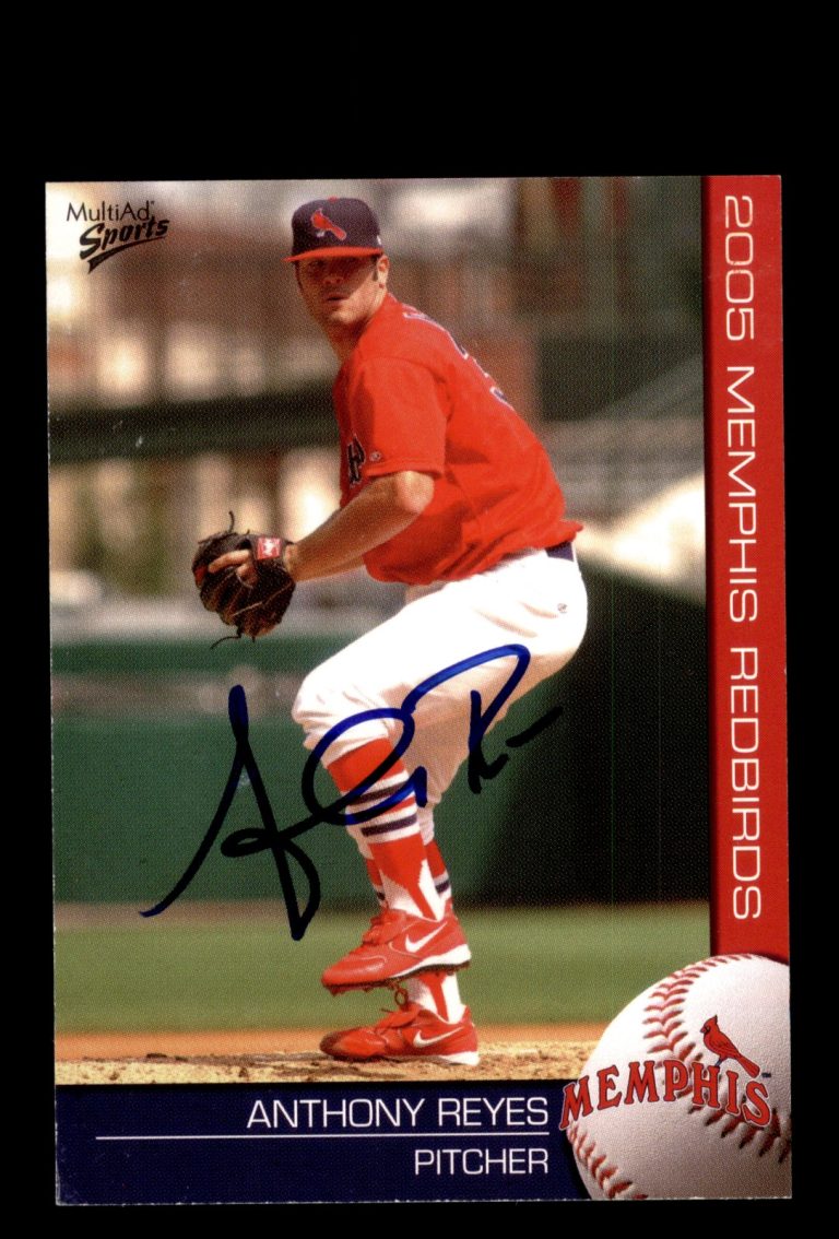 Signed Baseball Card Auto Anthony Reyes 2005 MultiAd Memphis Redbirds