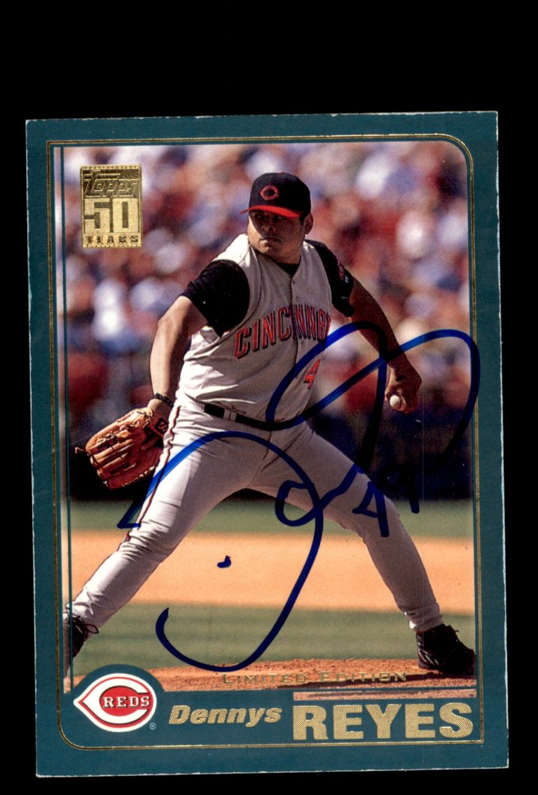 Signed Baseball Card Auto Dennys Reyes 2001 Topps #118 Cincinnati Reds