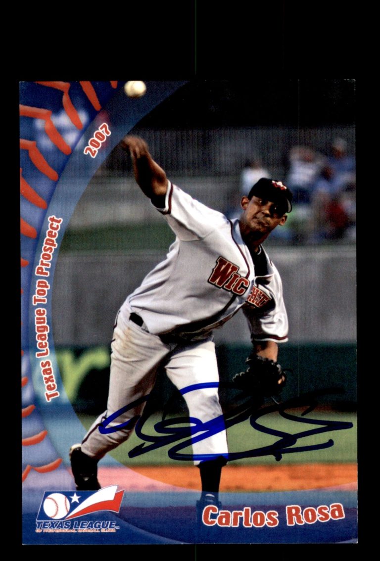 Signed Baseball Card Auto Carlos Rosa 2007 Texas League Top Prospects Wranglers