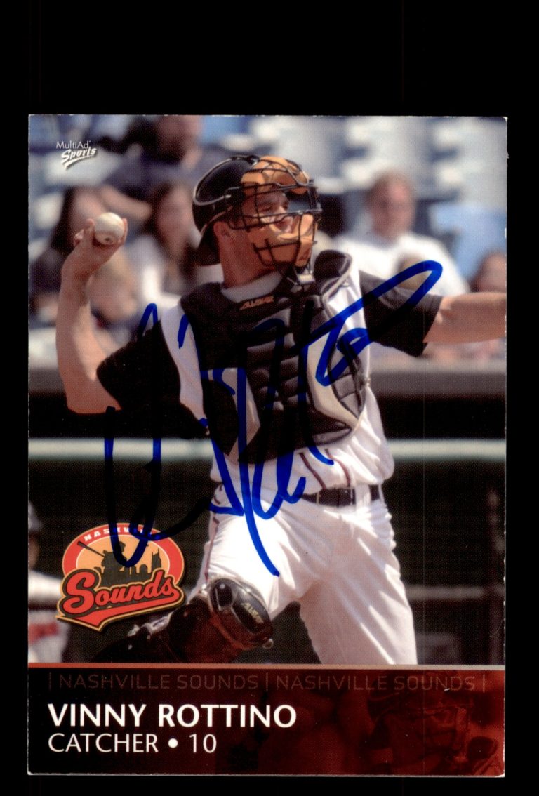 Signed Baseball Card Auto Vinny Rottino 2008 MultiAd Nashville Sounds