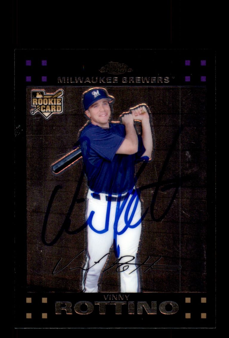 Signed Baseball Card Auto Vinny Rottino 2007 Topps Chrome #300 Milwaukee Brewers