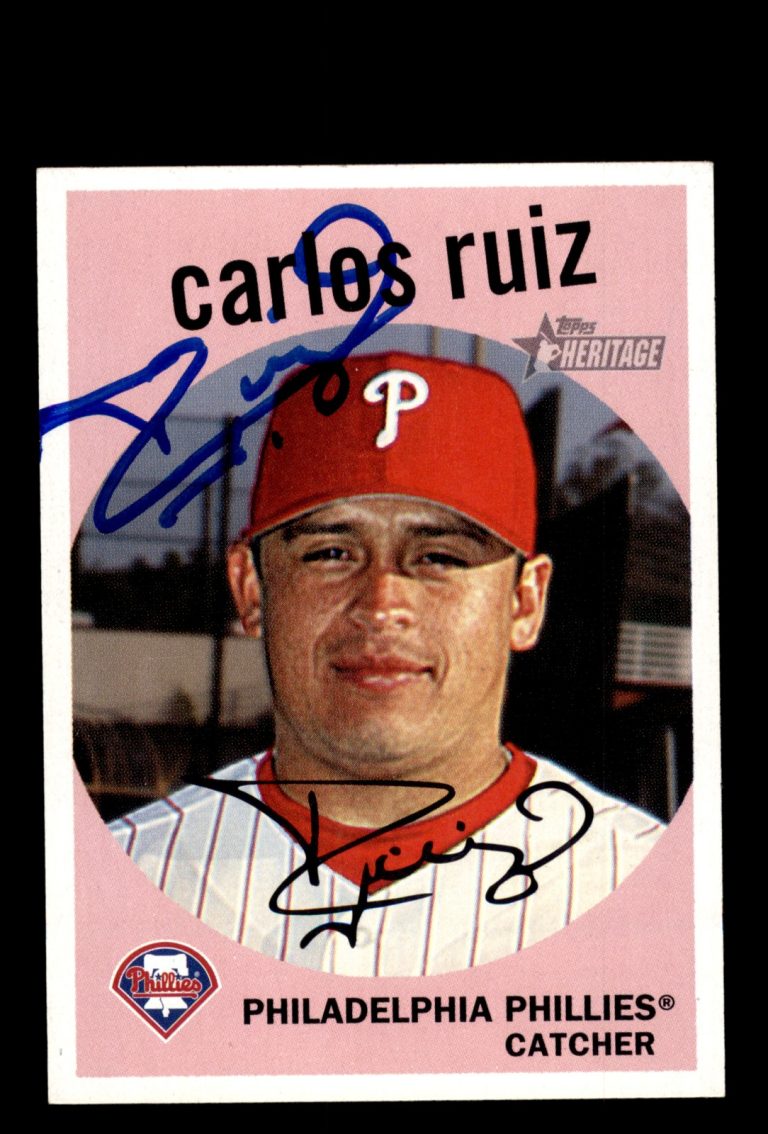 Signed Baseball Card Auto Carlos Ruiz 2008 Topps Heritage #101 Phillies