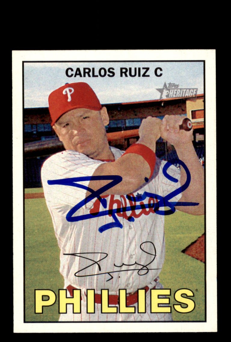 Signed Baseball Card Auto Carlos Ruiz 2016 Topps Heritage #138 Phillies
