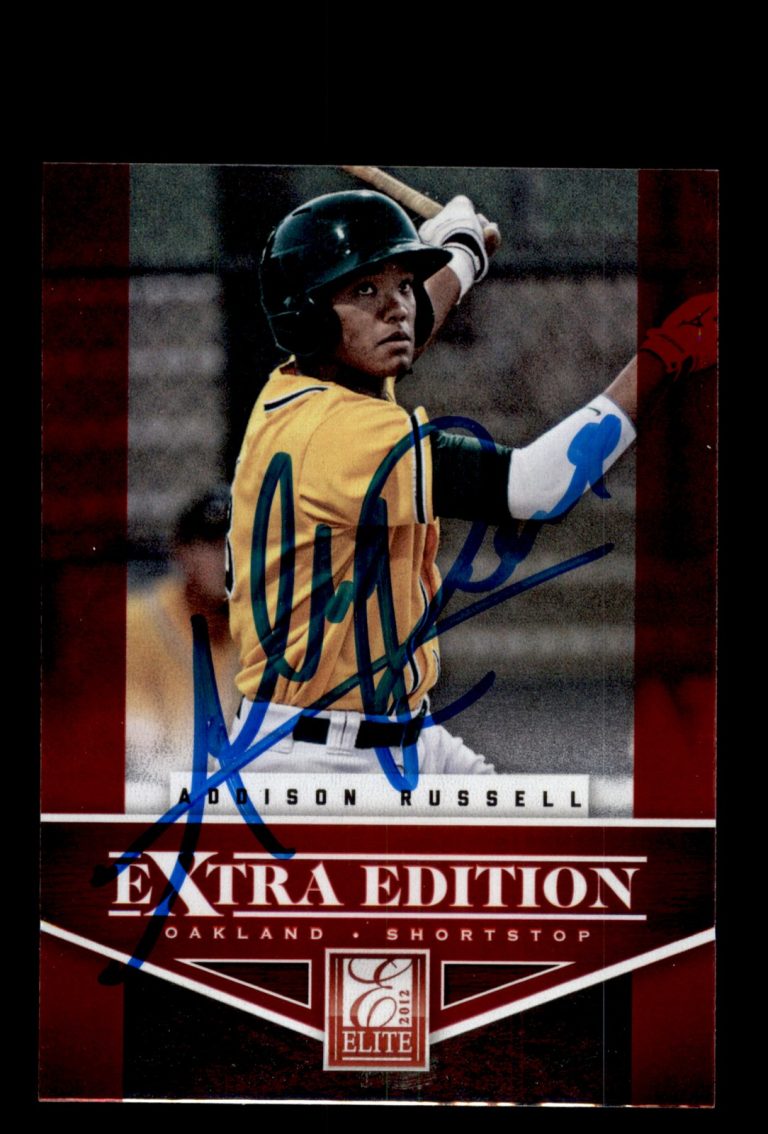 Signed Baseball Card Auto Addison Russell 2012 Panini Elite #1 Oakland A's