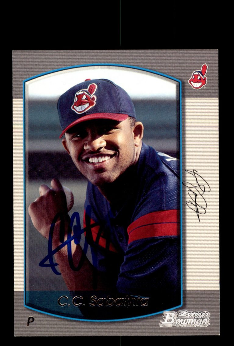 Signed Baseball Card Auto C.C. Sabathia 2000 Bowman #198 Cleveland Indians