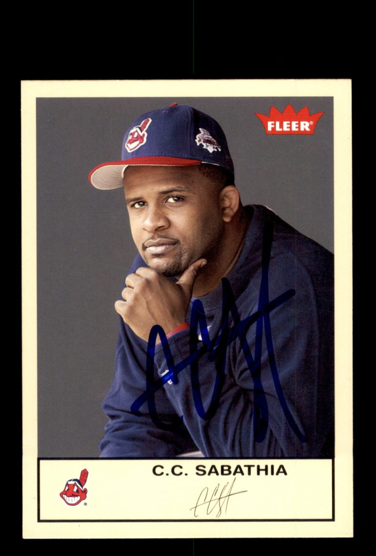 Signed Baseball Card Auto C.C. Sabathia 2005 Fleer Tradition #207 Indians