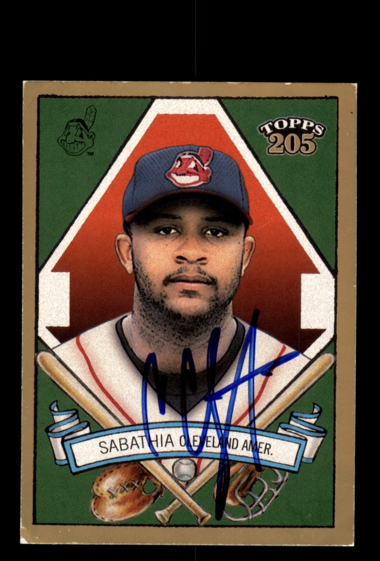 Signed Baseball Card Auto CC Sabathia 2003 Topps 205 #49 Cleveland Indians