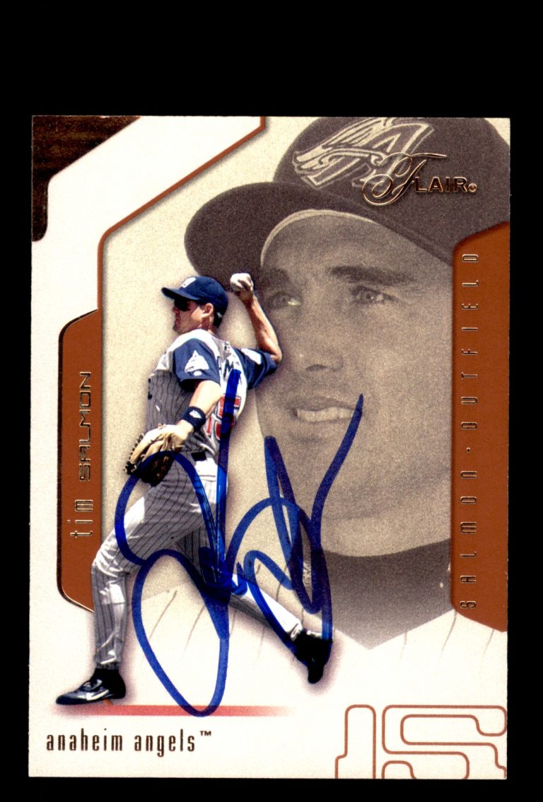 Signed Baseball Card Auto Tim Salmon 2002 Flair #18 Anaheim Angels