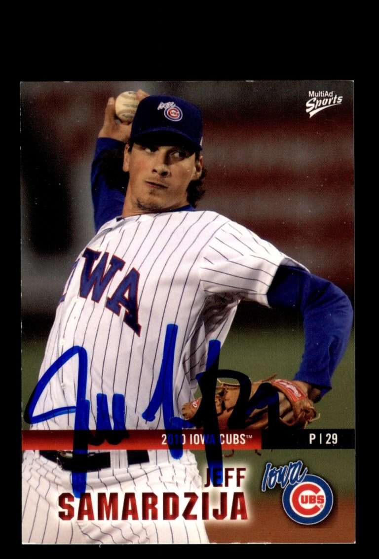 Signed Baseball Card Auto Jeff Samardzija 2010 MultiAd Iowa Cubs Notre Dame