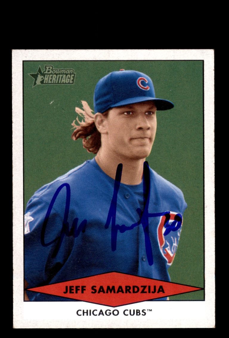Signed Baseball Card Auto Jeff Samardzija 2007 Bowman Heritage #BHP25 Cubs