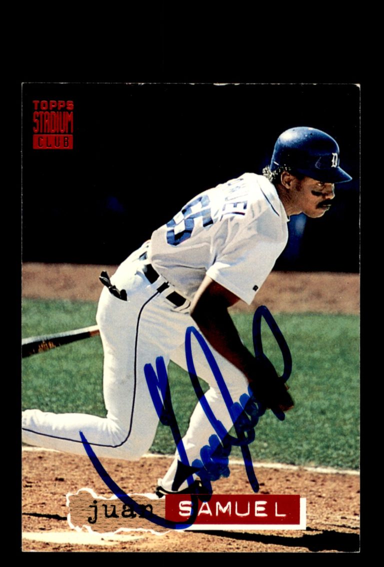 Signed Baseball Card Auto Juan Samuel 1994 Stadium Club #679 Detroit Tigers