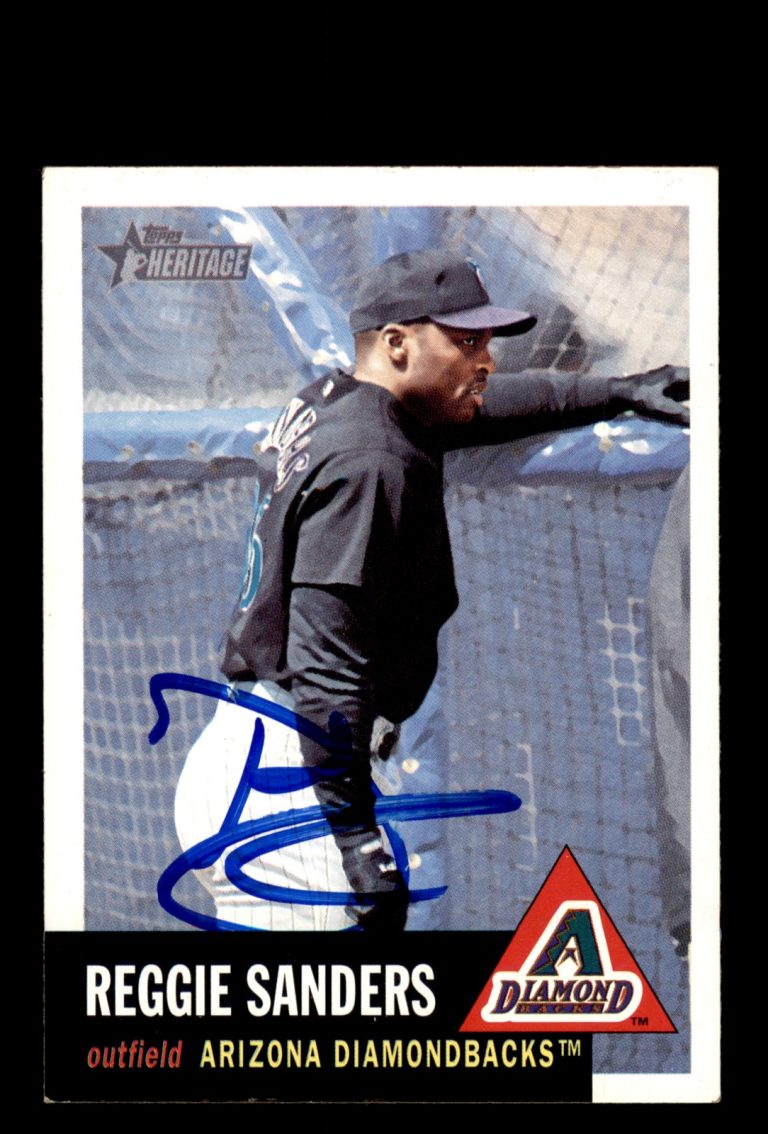 Signed Baseball Card Auto Reggie Sanders 2002 Topps Heritage #55 Diamondbacks