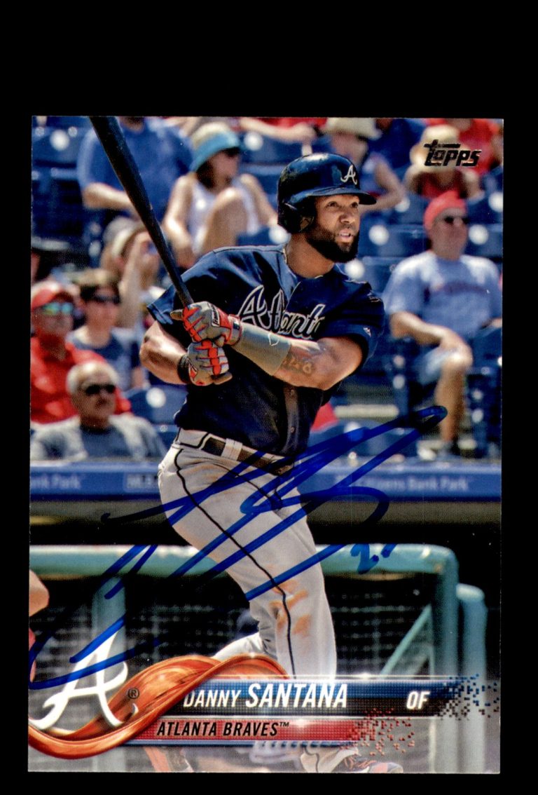 Signed Baseball Card Auto Danny Santana 2018 Topps #441 Atlanta Braves