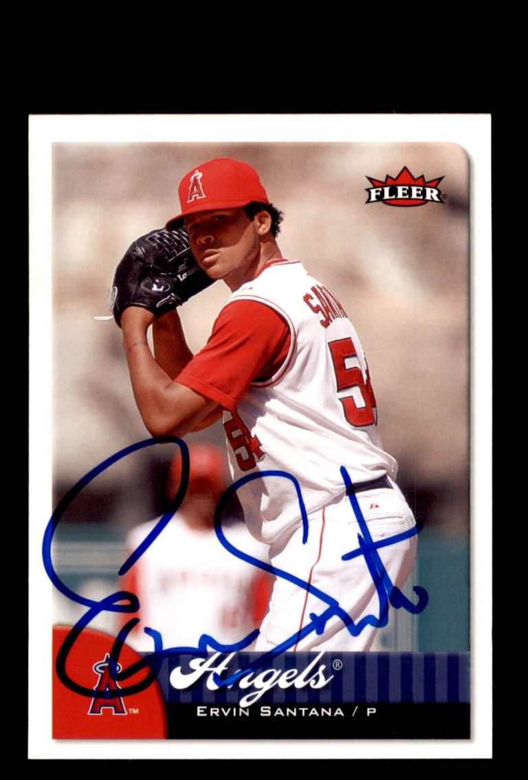 Signed Baseball Card Auto Ervin Santana 2007 Fleer #183 Los Angeles Angels