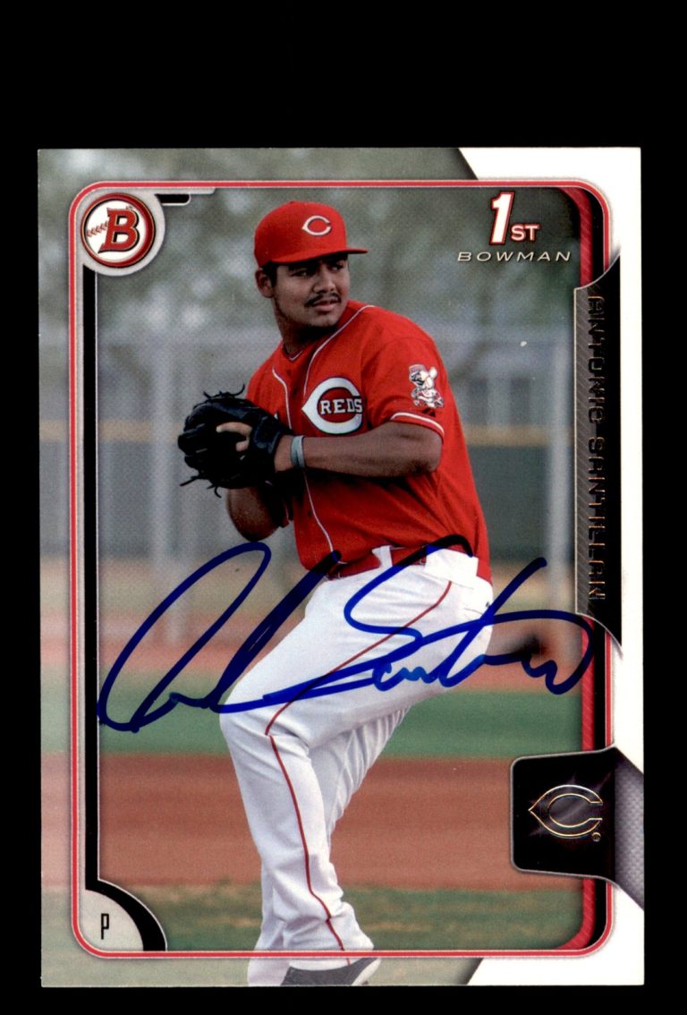 Signed Baseball Card Auto Antonio Santillan 2015 Bowman Draft #112 Reds