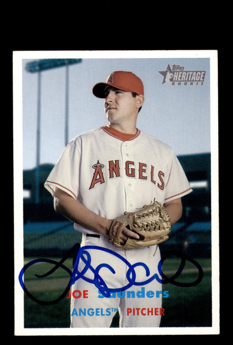 Signed Baseball Card Auto Joe Saunders 2006 Topps Heritage #485 Angels