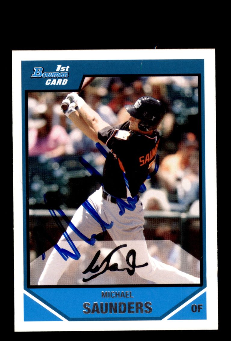 Signed Baseball Card Auto Michael Saunders 2007 Bowman #BDPP106 Seattle Mariners