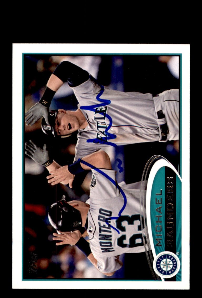 Signed Baseball Card Auto Michael Saunders 2012 Topps #US90 Seattle Mariners