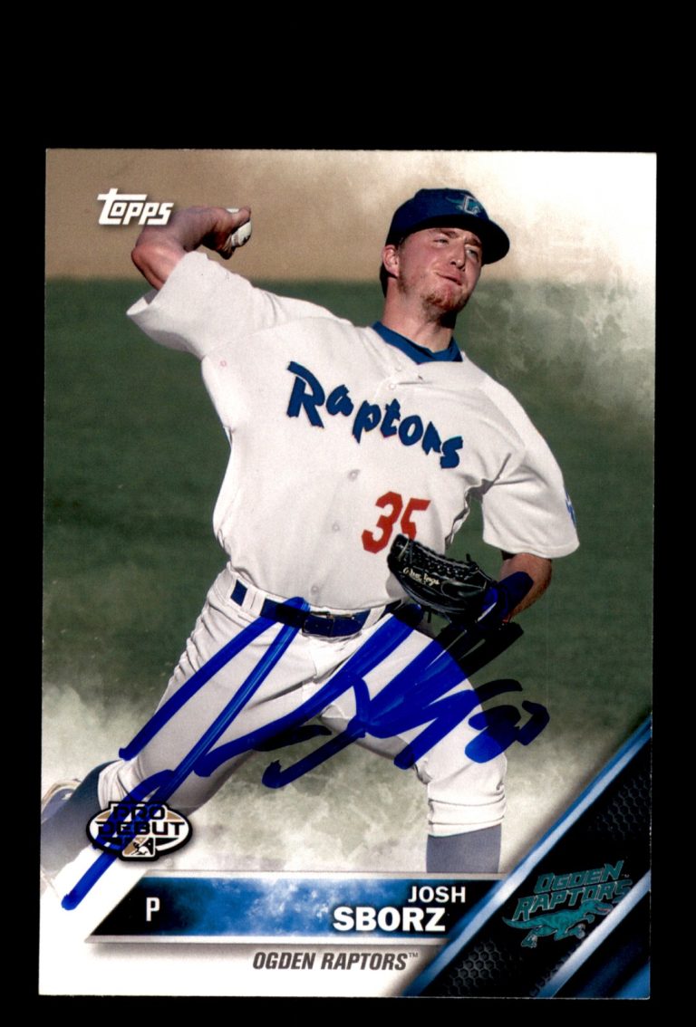 Signed Baseball Card Auto Josh Sborz 2016 Topps Pro Debut #168 Ogden Raptors