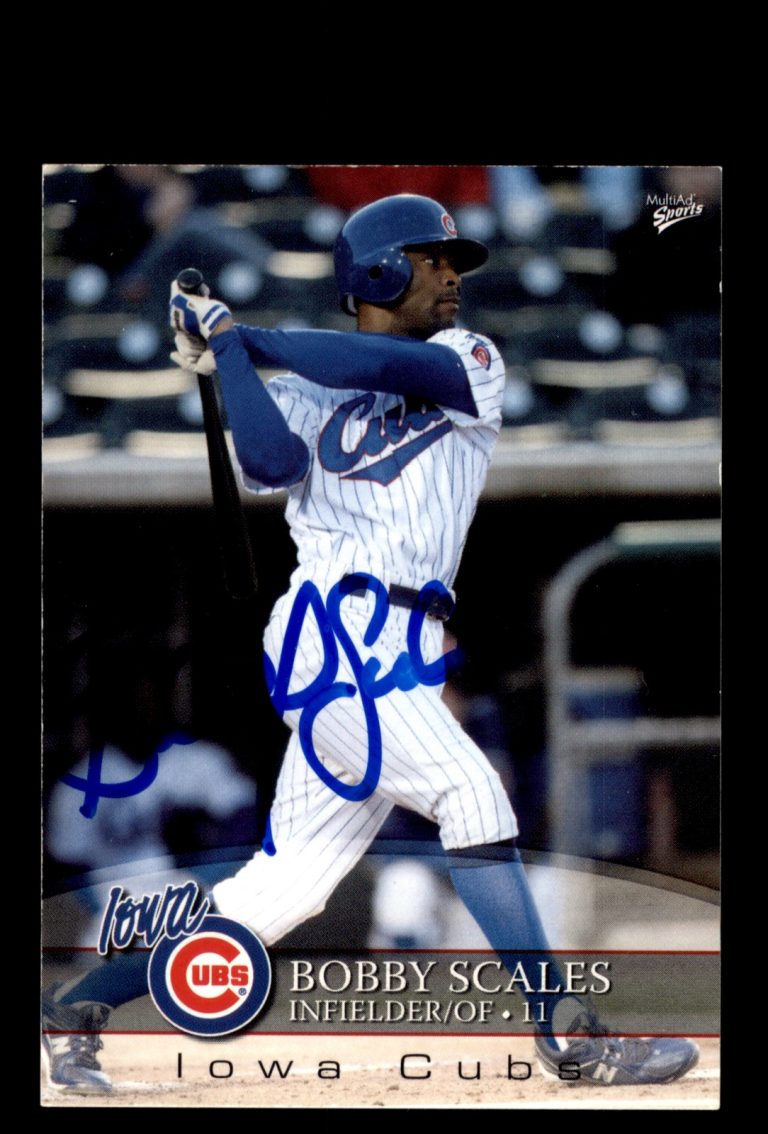 Signed Baseball Card Auto Bobby Scales 2008 MultiAd Iowa Cubs