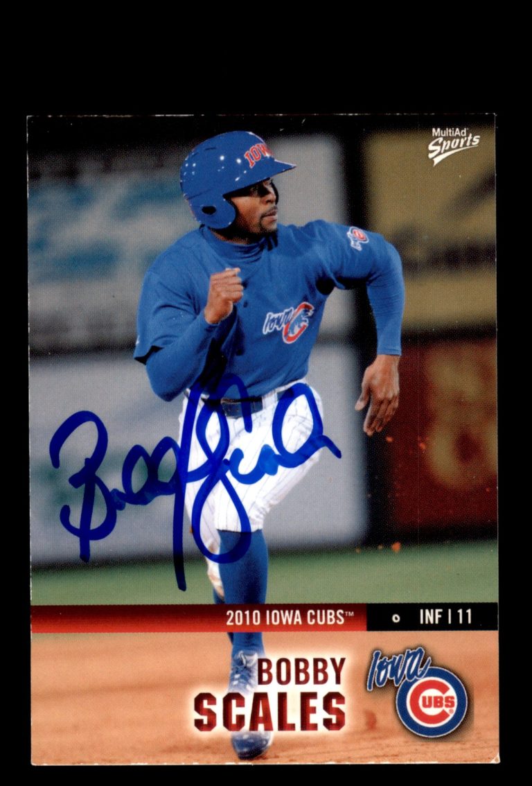 Signed Baseball Card Auto Bobby Scales 2010 MultiAd Iowa Cubs