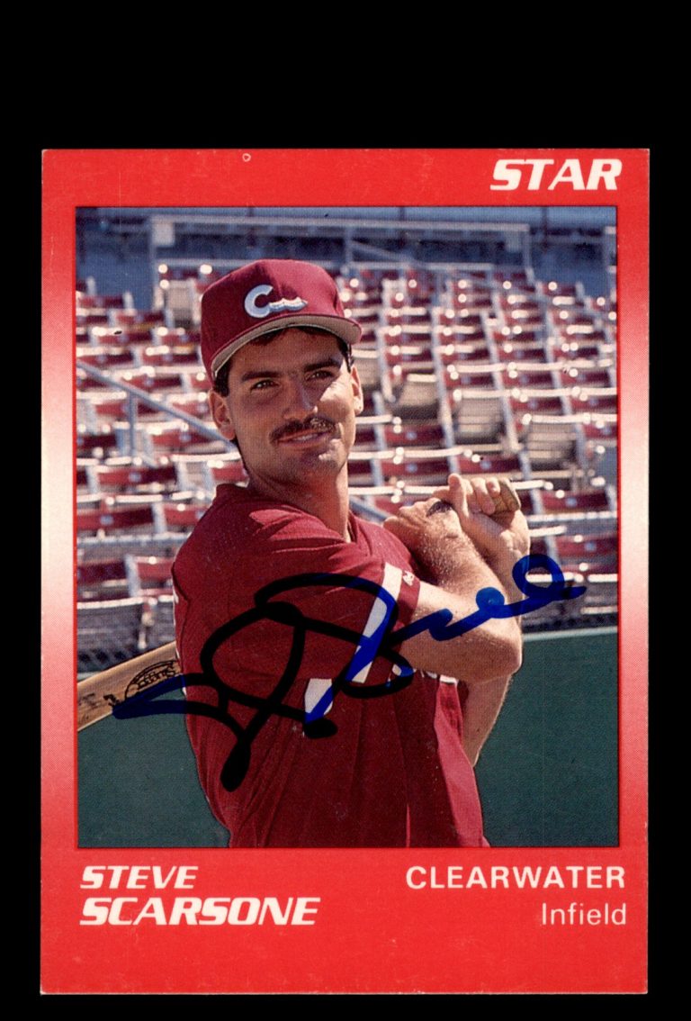 Signed Baseball Card Auto Steve Scarsone 1990 Star Clearwater Phillies