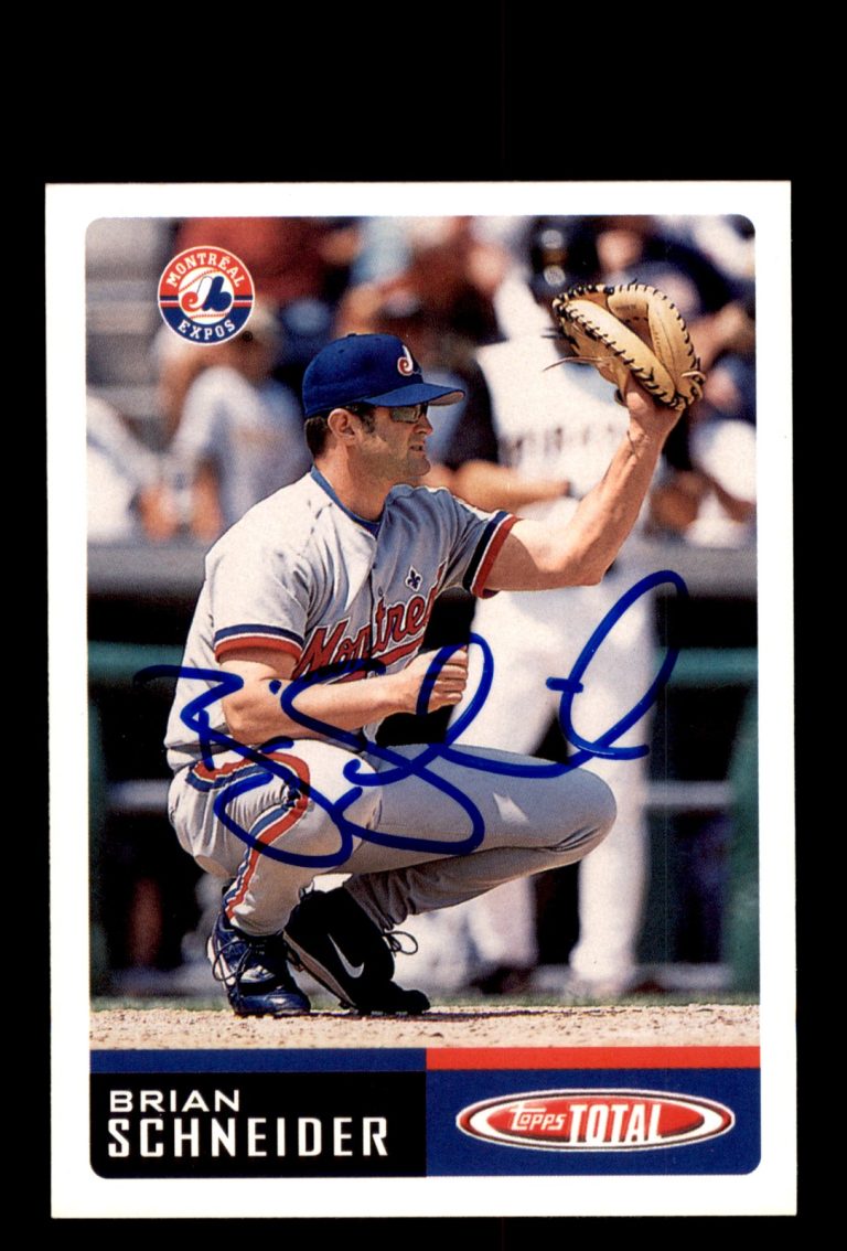 Signed Baseball Card Auto Brian Schneider 2002 Topps Total #405 Montreal Expos