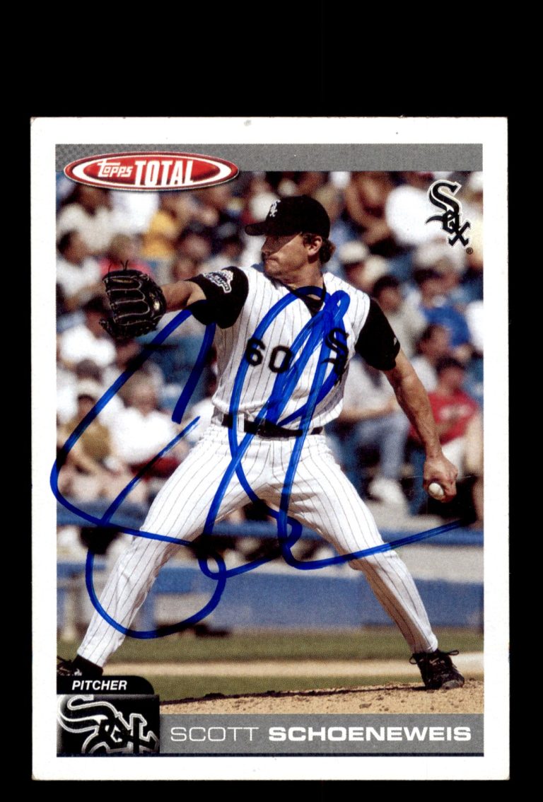Signed Baseball Card Auto Scott Schoeneweis 2004 Topps Total #181 White Sox