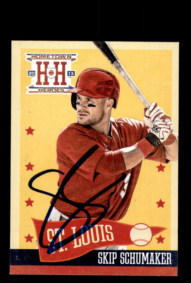 Signed Baseball Card Auto Skip Schumaker 2013 Panini Hometown Heroes Cardinals
