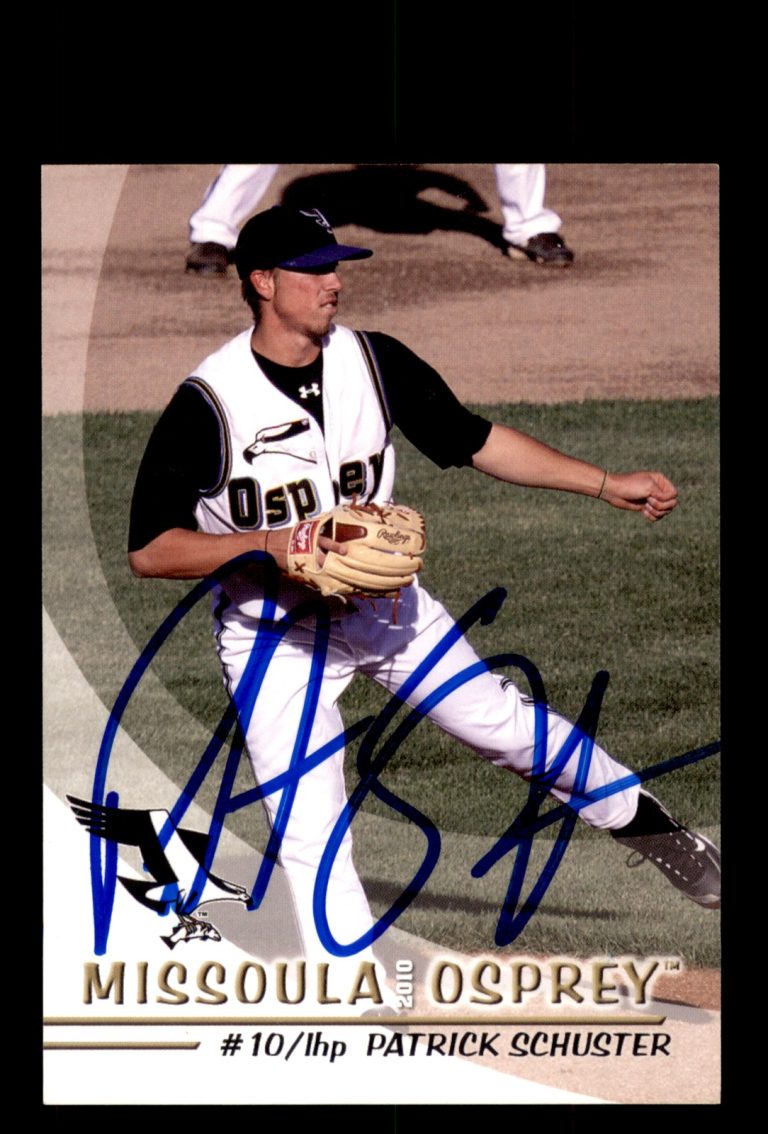 Signed Baseball Card Auto Patrick Schuster 2010 Grandstand Missoula Osprey
