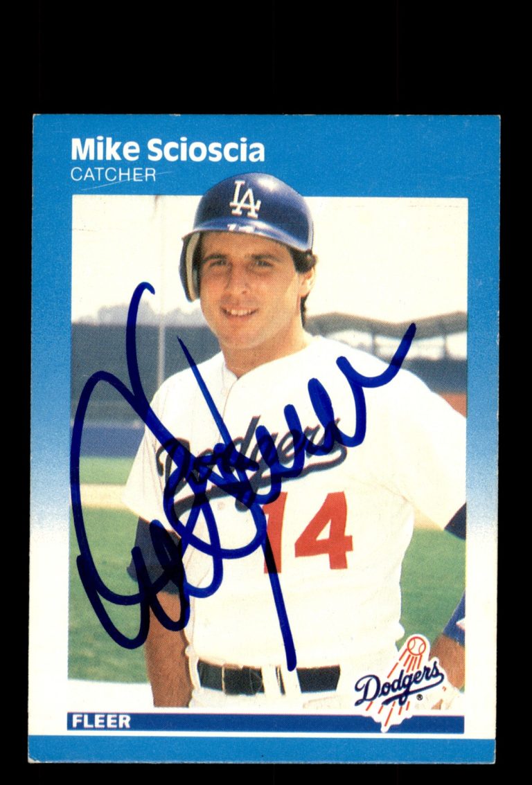 Signed Baseball Card Auto Mike Scioscia 1987 Fleer #454 Los Angeles Dodgers