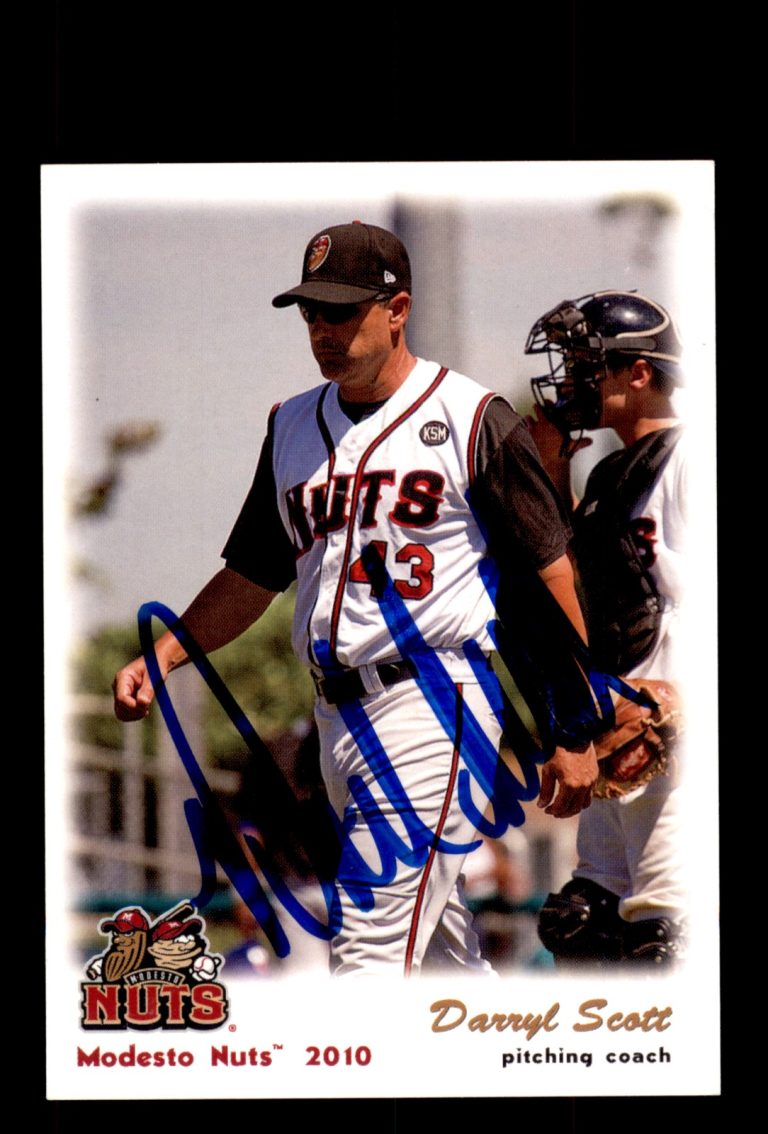 Signed Baseball Card Auto Darryl Scott 2010 Grandstand Modesto Nuts