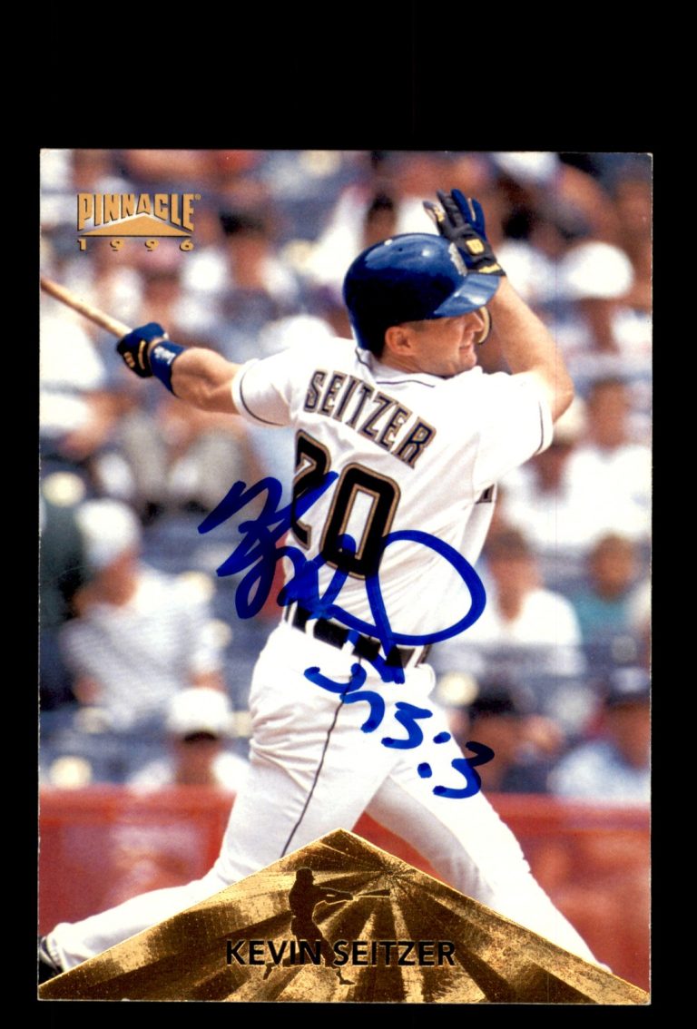 Signed Baseball Card Auto Kevin Seitzer 1996 Pinnacle #231 Milwaukee Brewers