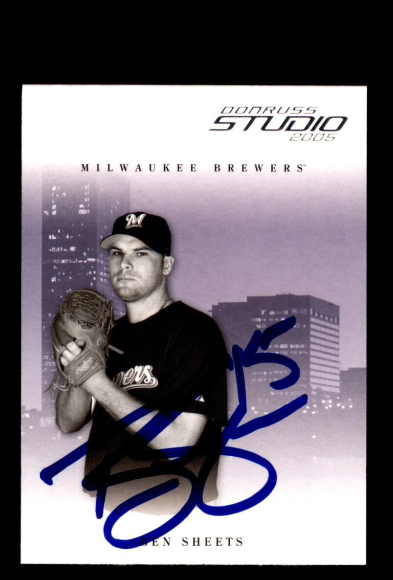 Signed Baseball Card Auto Ben Sheets 2005 Donruss Studio #160 Milwaukee Brewers