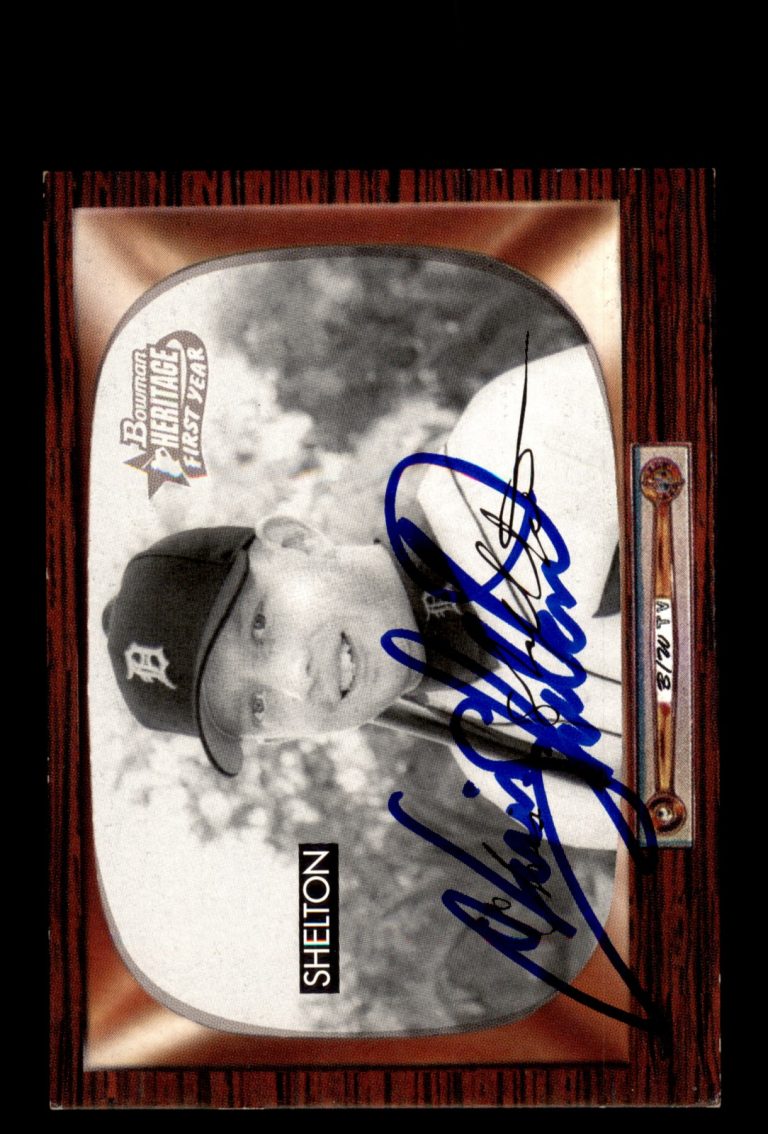 Signed Baseball Card Auto Chris Shelton 2004 Bowman Heritage #317 Black & White