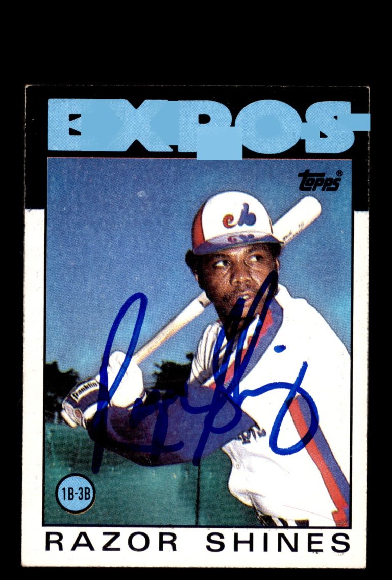Signed Baseball Card Auto Razor Shines 1986 Topps #132 Montreal Expos