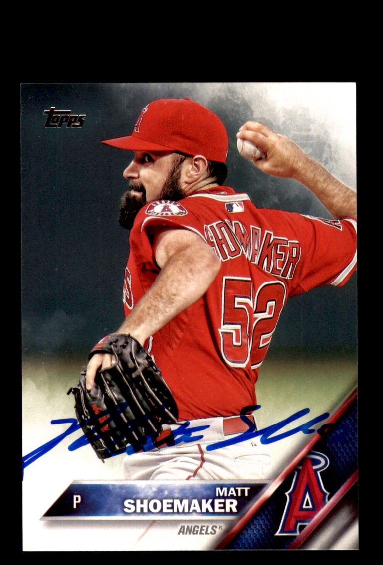 Signed Baseball Card Auto Matt Shoemaker 2016 Topps #213 Los Angeles Angels
