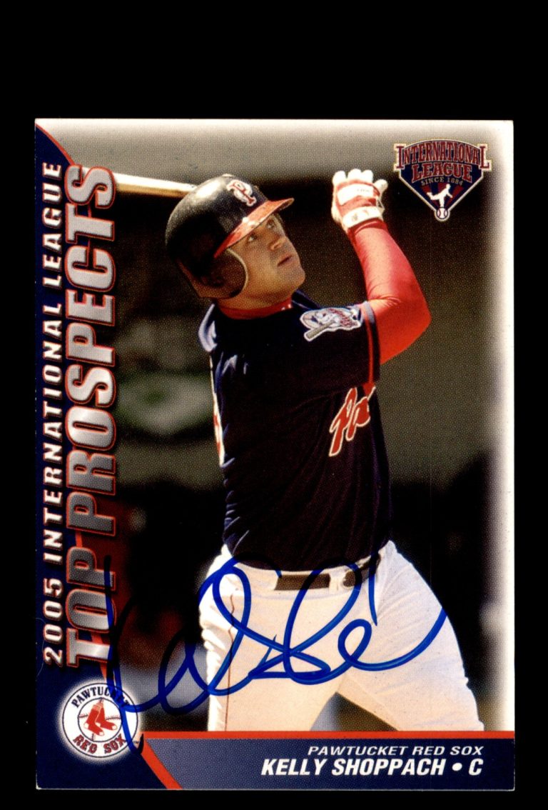 Signed Baseball Card Auto Kelly Shoppach 2005 International League Top Prospects