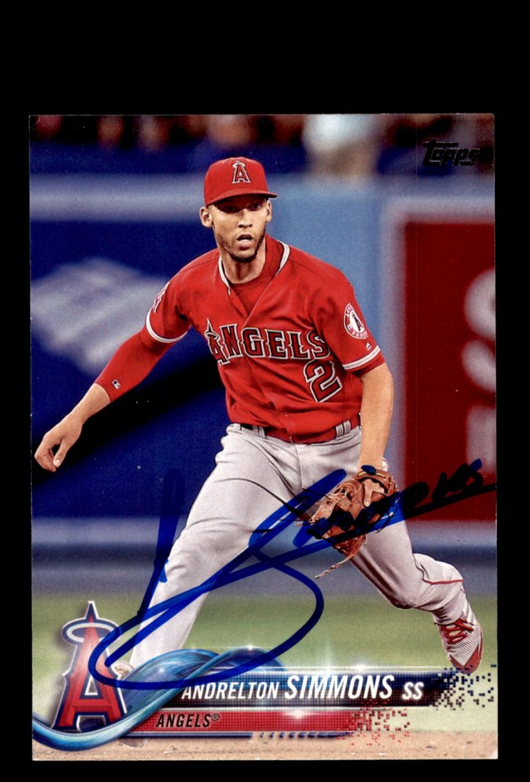 Signed Baseball Card Auto Andrelton Simmons 2018 Topps #15 Los Angeles Angels