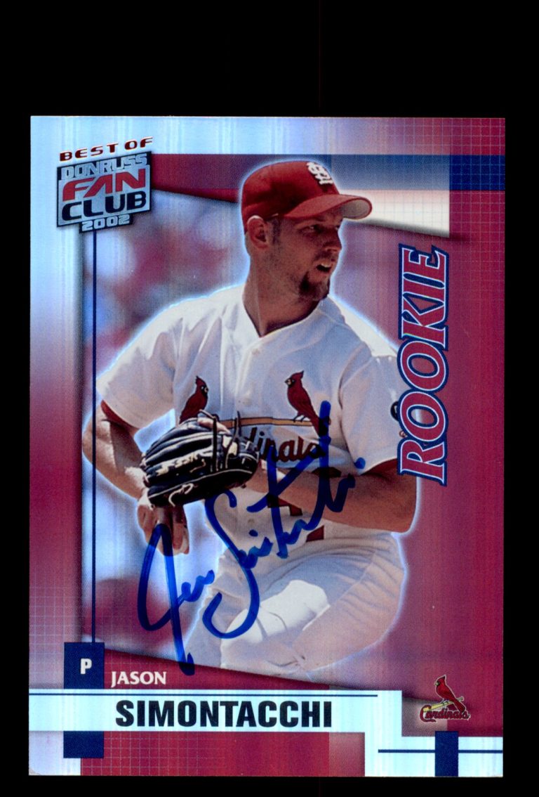 Signed Baseball Card Auto Jason Simontacchi 2002 Donruss Fan Club #218 Cardinals