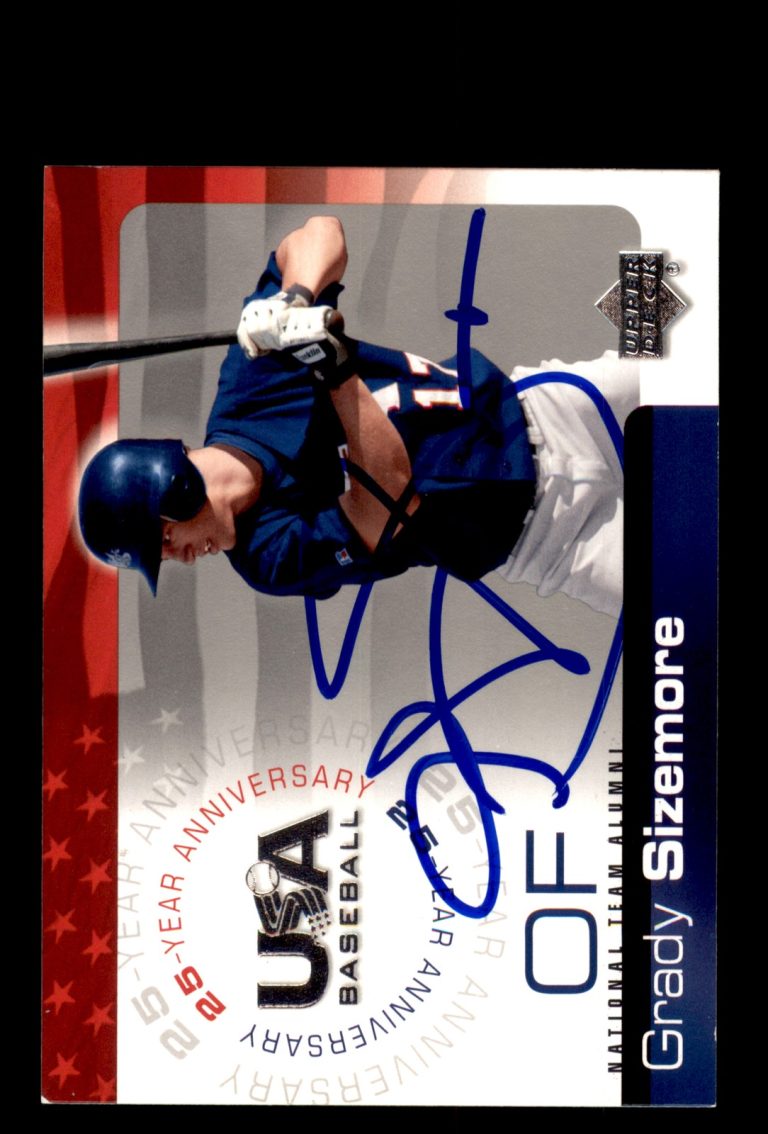 Signed Baseball Card Auto Grady Sizemore 2004 Upper Deck USA #USA-166