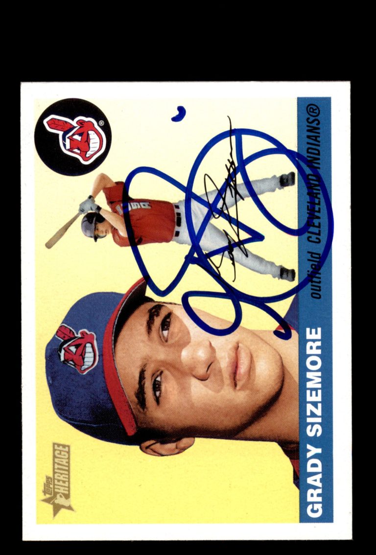 Signed Baseball Card Auto Grady Sizemore 2004 Topps Heritage #447 Indians